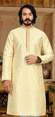 Cream Jacquard Kurta for Men
