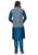 Men's Rama Blue Lakhnavi Waistcoat (Nehru Jacket) Kurta House